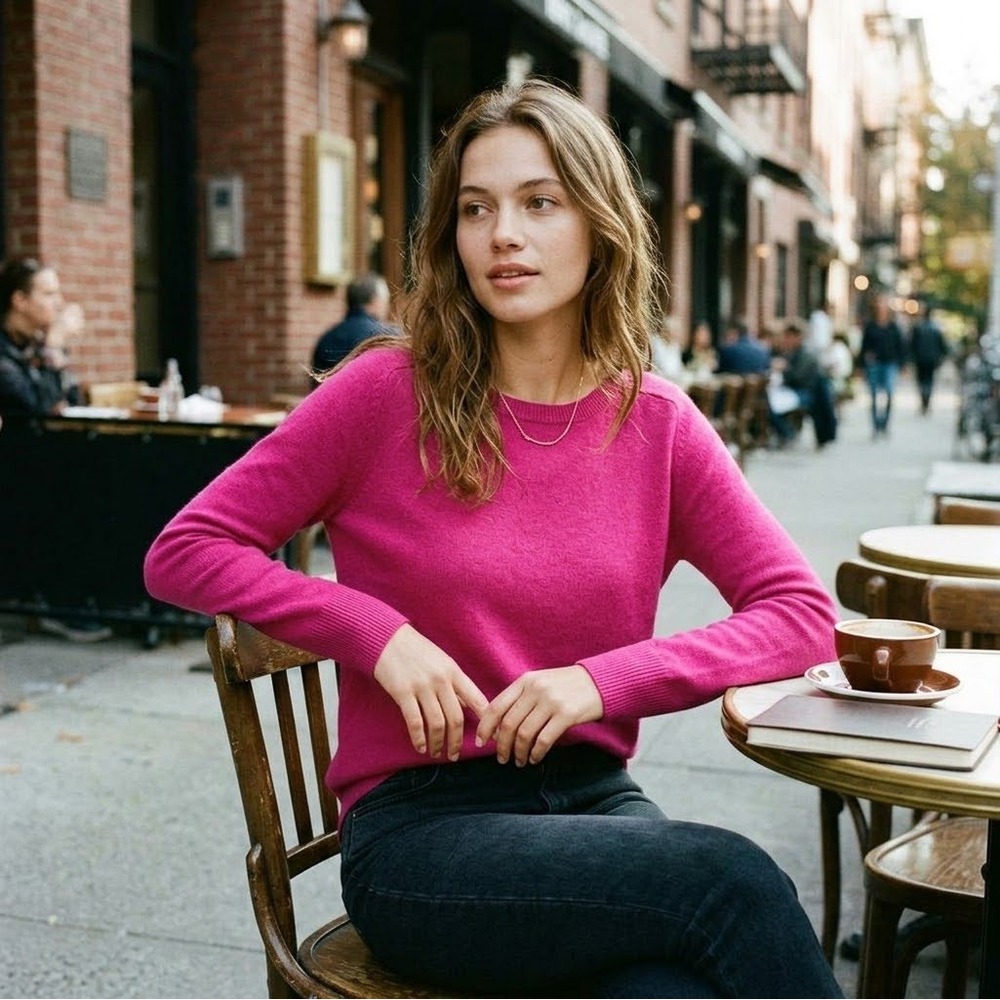 Halogen 100% Cashmere Pink Crew neck Sweater Size l S Petite